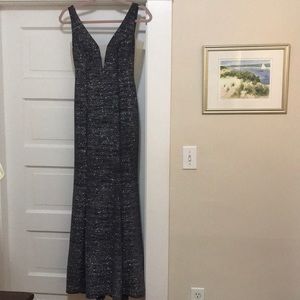 Sherri Hill long gray sparkly prom dress